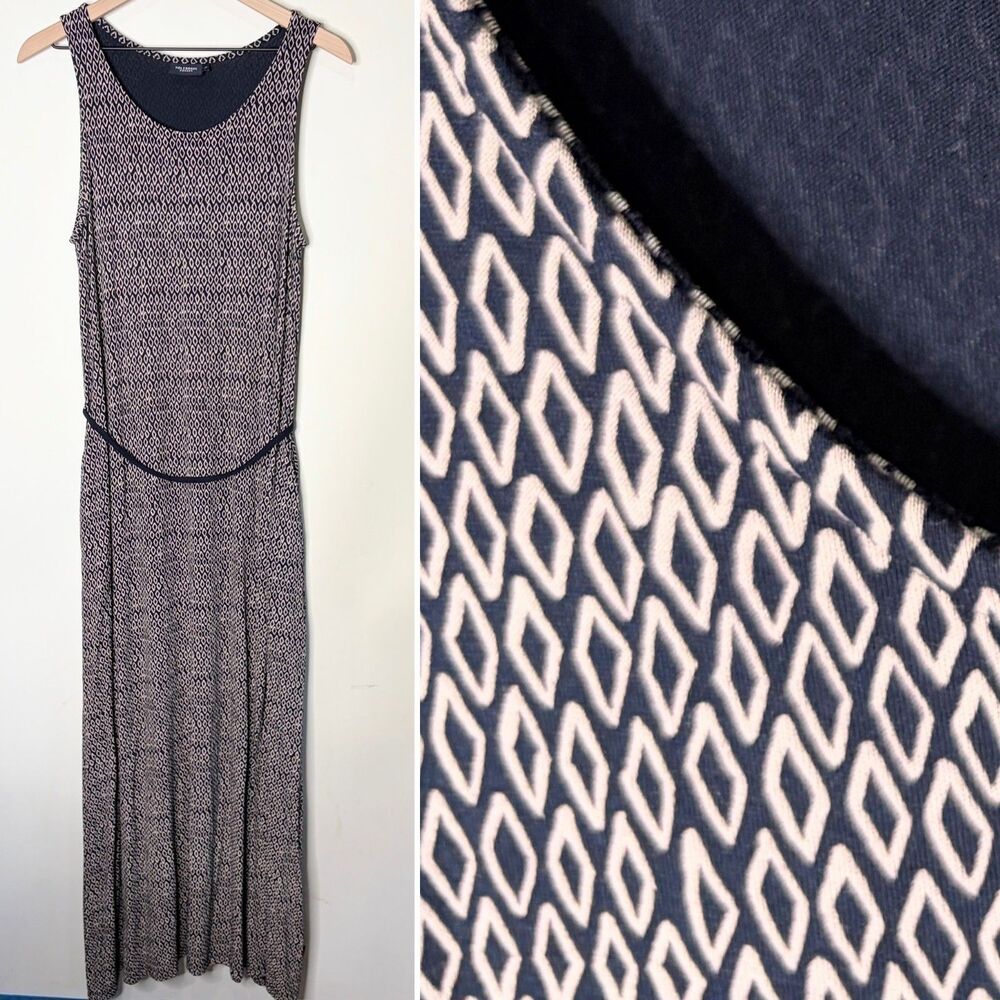 Holebrook Sweden Dress Maxi Knit Stretchy Tank Blue Slit Side Pockets Women M